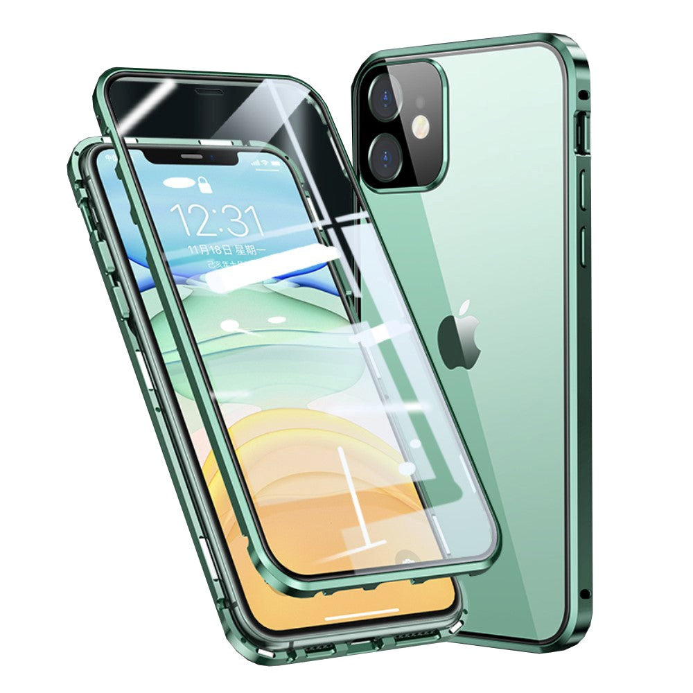 iPhone 11 360⁰ Magnetic Case w. Glass Back & Front - Green