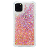 iPhone 12 Mini Plastic Case w. Glitter - Transparent / Pink