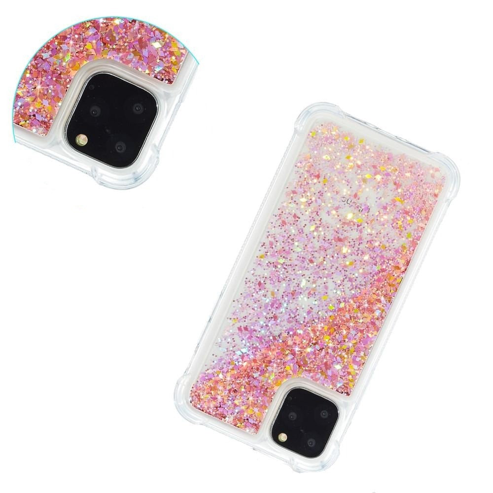 iPhone 12 Mini Plastic Case w. Glitter - Transparent / Pink