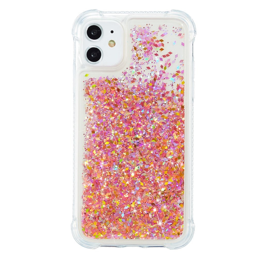 iPhone 12 / 12 Pro Plastic Case w. Glitter - Transparent / Orange