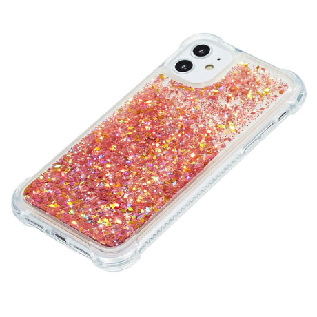 iPhone 12 / 12 Pro Plastic Case w. Glitter - Transparent / Orange