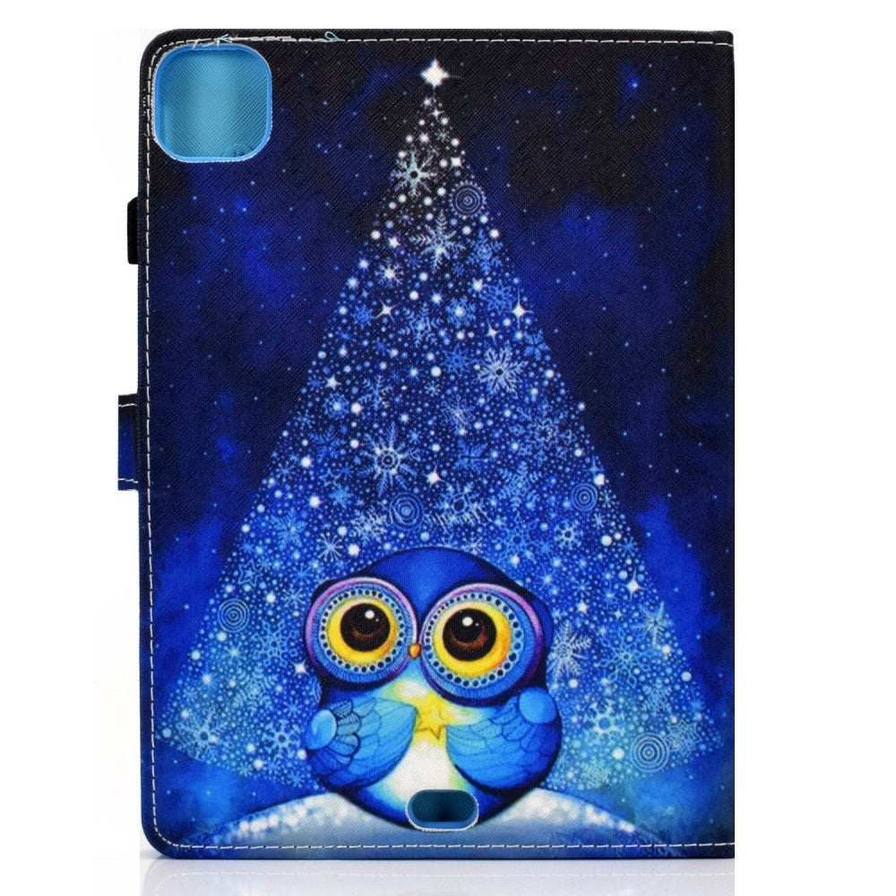 iPad Air 10.9-11" (2024-2020) / Pro 11" (2022-2018) Case w. Stand, Card Holder & Apple Pencil Holder - Blue Owl