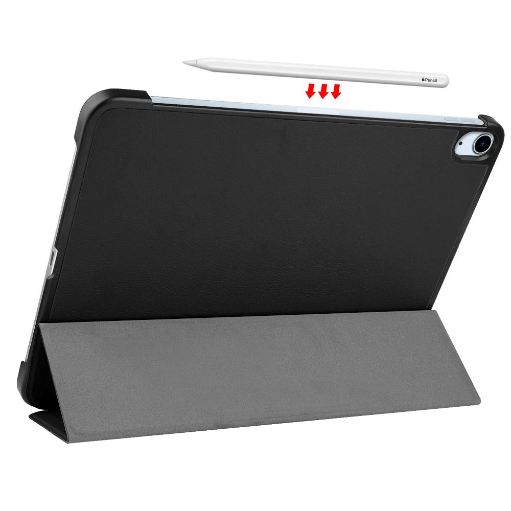 EIDERWOOD iPad Air 10.9-11" (2024-2020) Litchi Tri-Fold Leather Case - Black