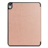 iPad Air 10.9-11" (2024-2020) Litchi Tri-Fold Leather Case w. Apple Pencil Holder - Rose Gold