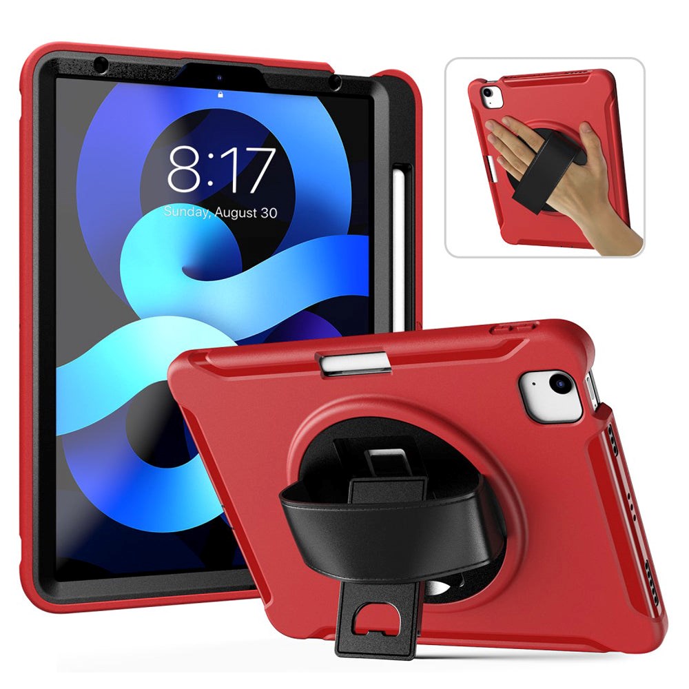 iPad Air (2022 / 2020) Tough Case w. Hand Holder & Apple Pencil Holder - Red