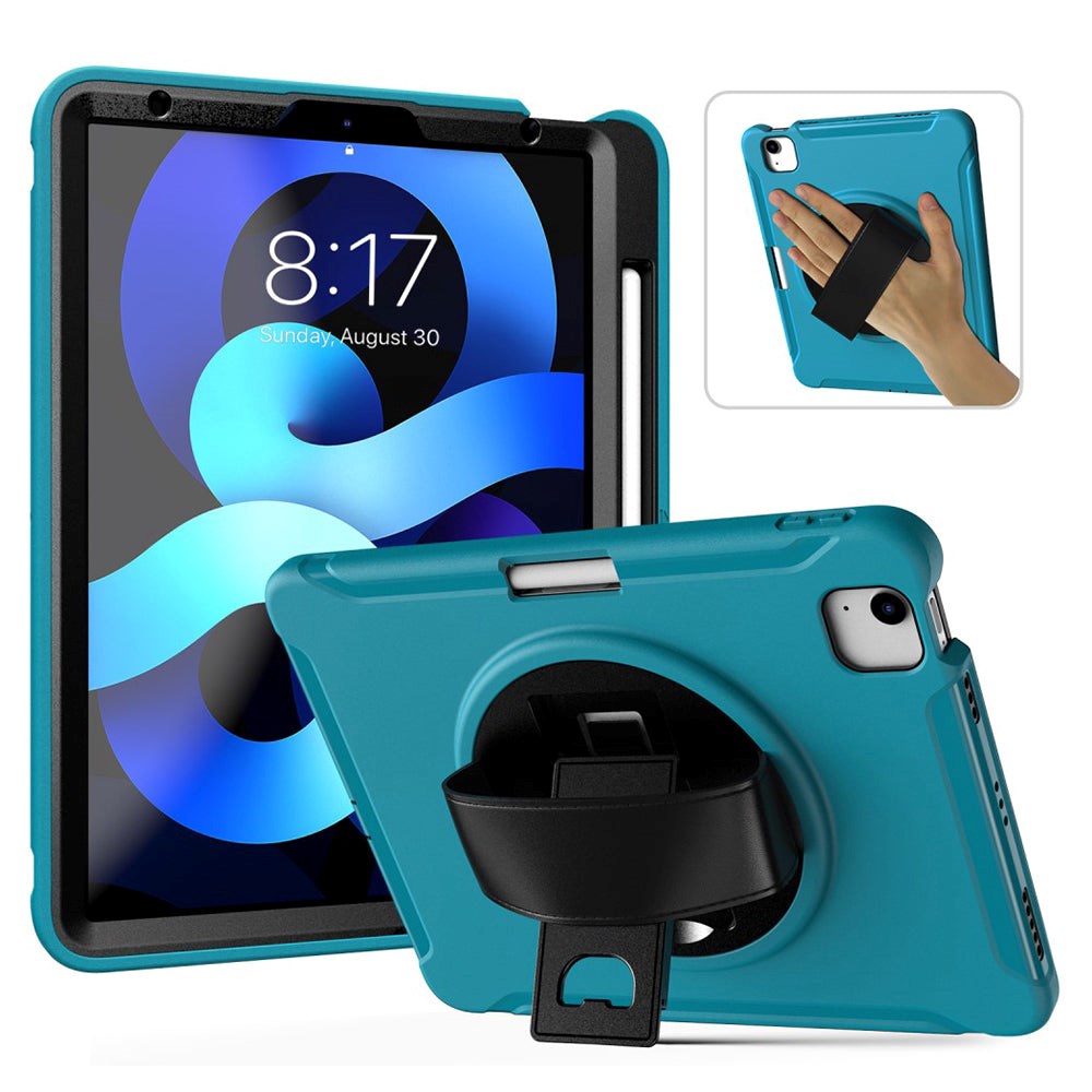 iPad Air (2022 / 2020) Tough Case w. Hand Holder & Apple Pencil Holder - Turquoise