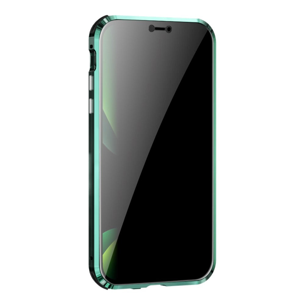 iPhone 12 Pro Magnetic Case w. Privacy Glass Back and Front and Locking Function - Green