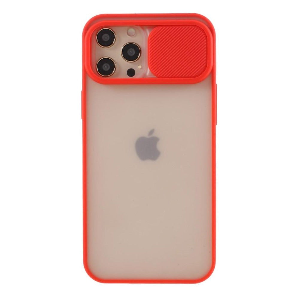 iPhone 12 Pro Max Frosted Plastic Case w. CamSlider - Red