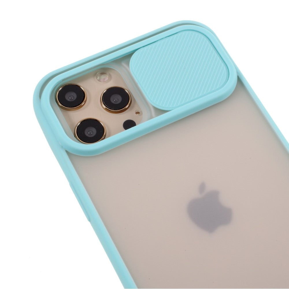 iPhone 12 Pro Max Frosted Plastic Case w. CamSlider - Cyan