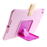 PEPKOO iPad 10.2" (2021 / 2020 / 2019) Kids Case w. Stand & Bear - Pink / Beige