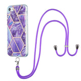 iPhone SE (2022 / 2020) / 8 / 7 Hybrid Back Case w. Strap - Marble - Purple