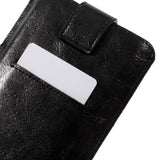 Universal Leather Sleeve with Card Pocket Black Vol. 2 - (Max. Phone: 160 x 79 x 8 mm)