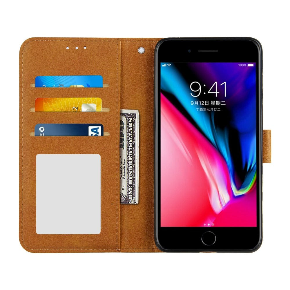 iPhone 8 Plus / 7 Plus Leather Flip Case with Wallet and Strap - Brown