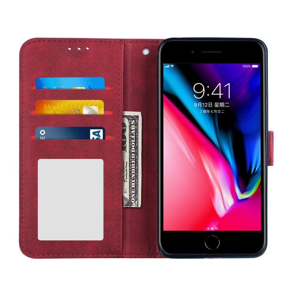 iPhone 8 Plus / 7 Plus Leather Flip Case with Wallet and Strap - Red