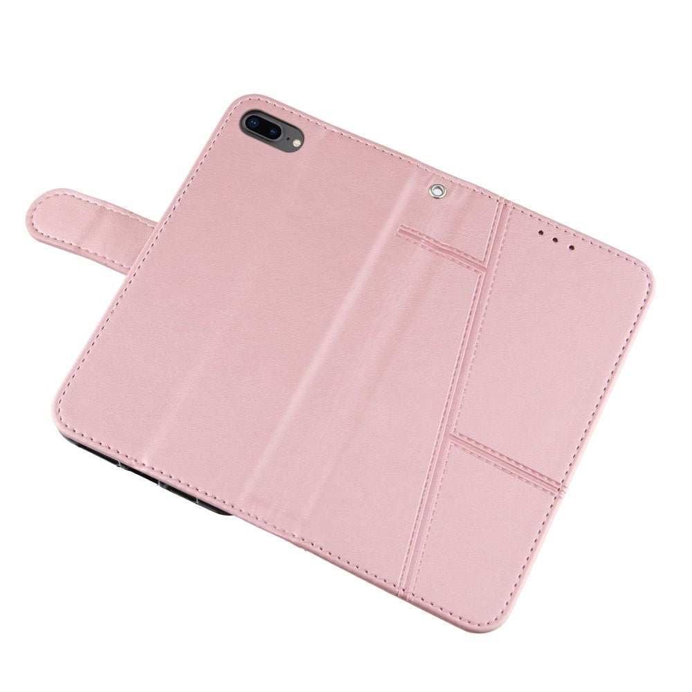 iPhone 8 Plus / 7 Plus Leather Flip Case with Wallet and Strap - Pink