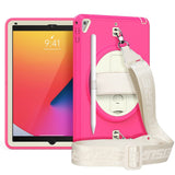 iPad (2018) / iPad (2017) / iPad Air 2 / iPad Pro 9.7" Tough Case w. Hand Holder, Shoulder Strap & Protective Film - Rose