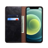 iPhone 13 Top Button Leather Wallet Case - Black