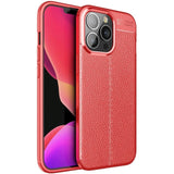 iPhone 13 Pro Flexible Plastic Case Litchi Texture - Red