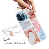 iPhone 13 Pro Flexible Plastic Case - Light Blue / Pink Marble