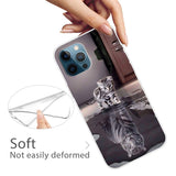 iPhone 13 Pro Flexible Transparent Plastic Case - Transparent / Tiger and Kitten