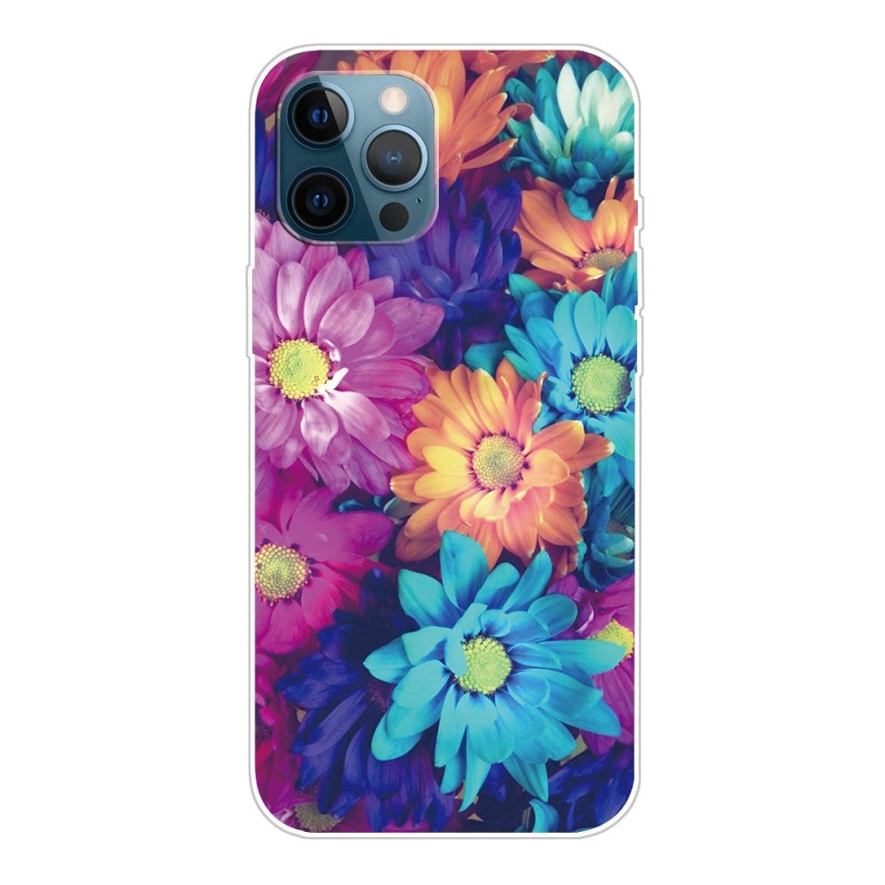 iPhone 13 Pro Max Flexible Plastic Case - Transparent / Colorful Flowers