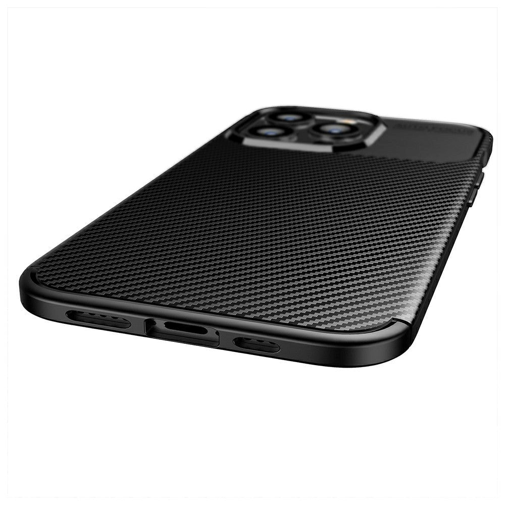 iPhone 13 Pro Carbon Fiber Flexible Plastic Case - Black