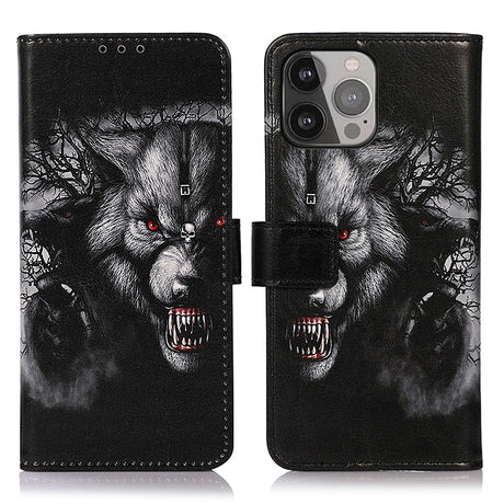 iPhone 13 Pro Max Leather Wallet Case - Wolf