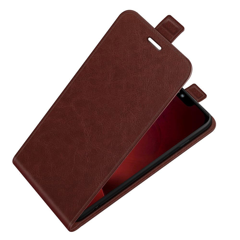 iPhone 13 Pro vertical Flip Leather Case w. Card Holder - Brown