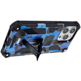 iPhone 13 Pro Camouflage Tough Case w. Kickstand - Dark Blue