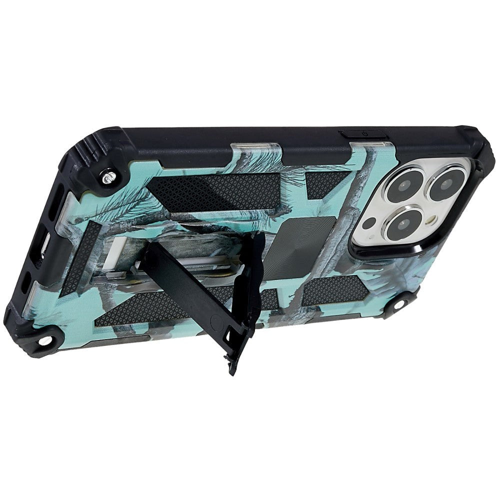 iPhone 13 Pro Camouflage Tough Case w. Kickstand - Mint Green