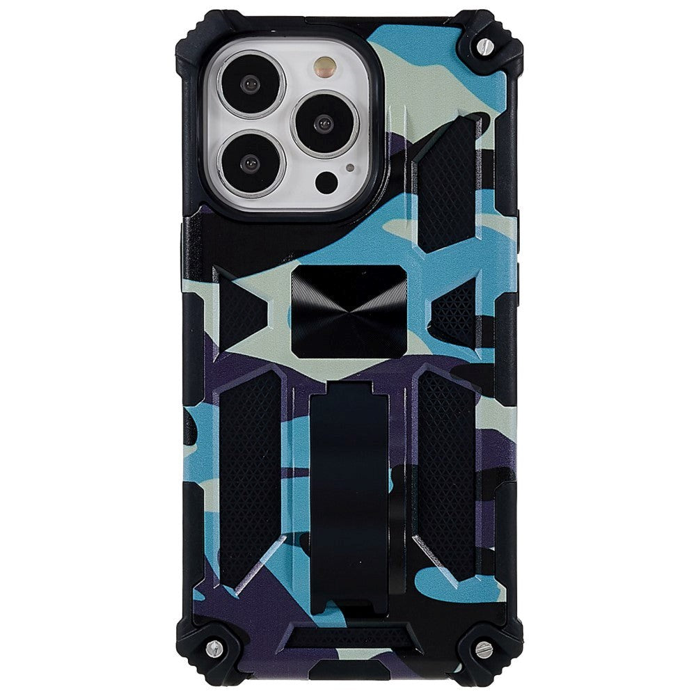 iPhone 13 Pro Camouflage Tough Case w. Kickstand - Blue