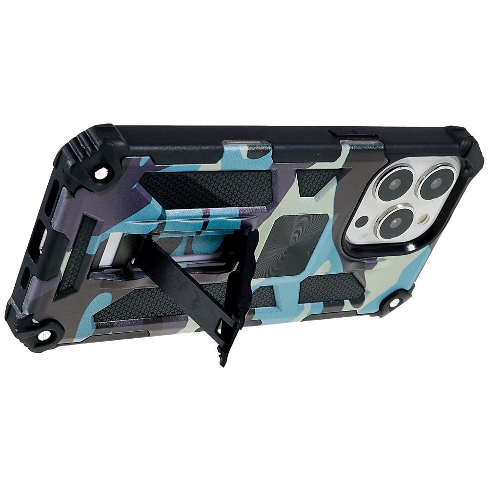 iPhone 13 Pro Camouflage Tough Case w. Kickstand - Blue