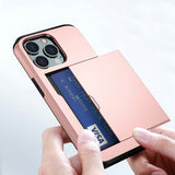 iPhone 13 Pro Max Hybrid Tough Case w. Card Holder - Pink