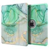 iPad 10.2" (2021 / 2020 / 2019) Tri-Fold Leather Case w. Pencil Holder - Green Marble