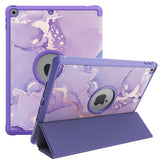 iPad 10.2" (2021 / 2020 / 2019) Tri-Fold Leather Case w. Pencil Holder - Purple Marble