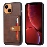 iPhone 13 Hybrid Back Case w. Card holder - Brown