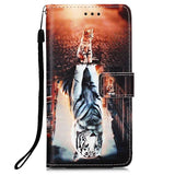 iPhone 13 Pro Leather Wallet Case & Strap - Cat & Tiger