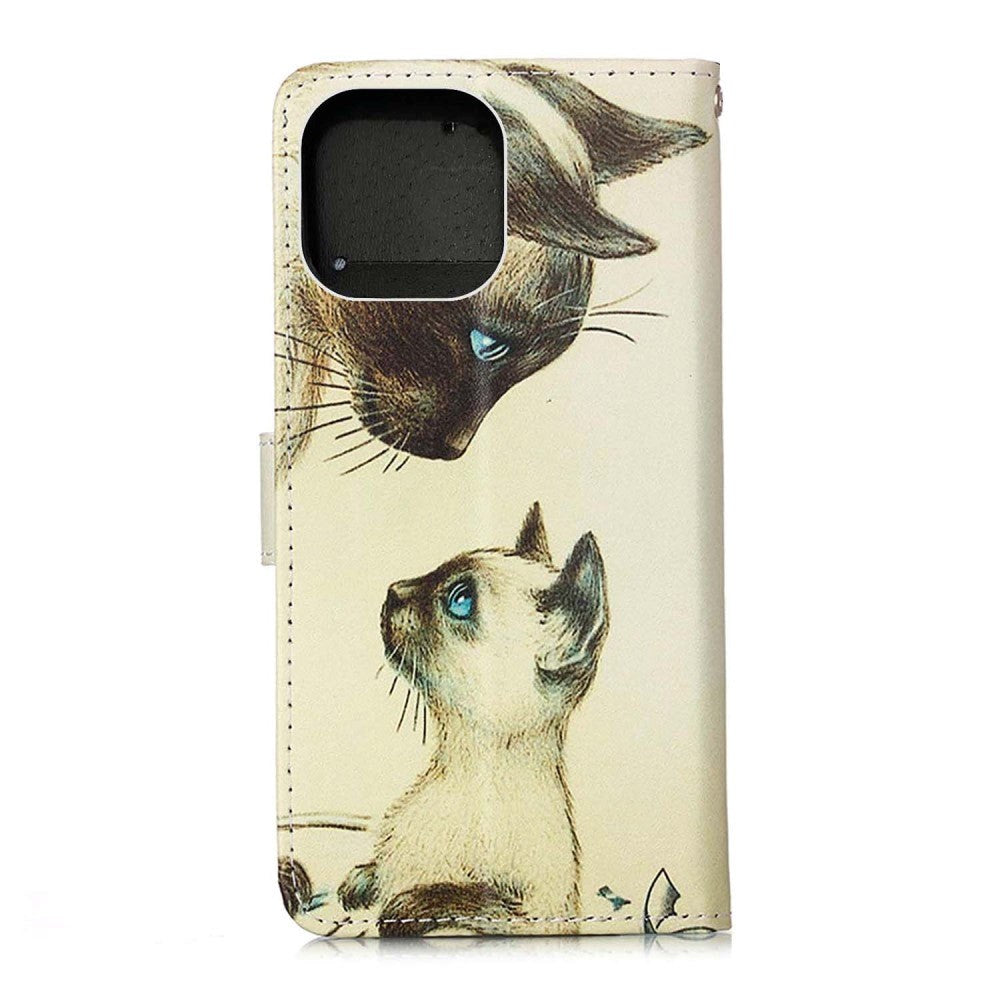 iPhone 13 Pro Leather Wallet Case & Strap - Cat & Kitten