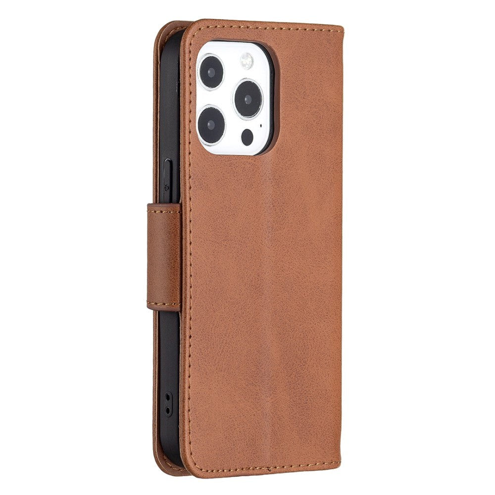 iPhone 13 Pro Rustic Leather Wallet Case & Strap - Brown