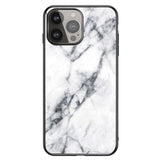 iPhone 13 Pro Flexible Plastic Case w. Glass back - White Marble