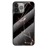 iPhone 13 Pro Flexible Plastic Case w. Glass back - Gold/Black Marble