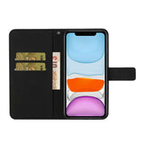 iPhone 13 Pro Leather Flip Case w. Floral Pattern & Strap - Black