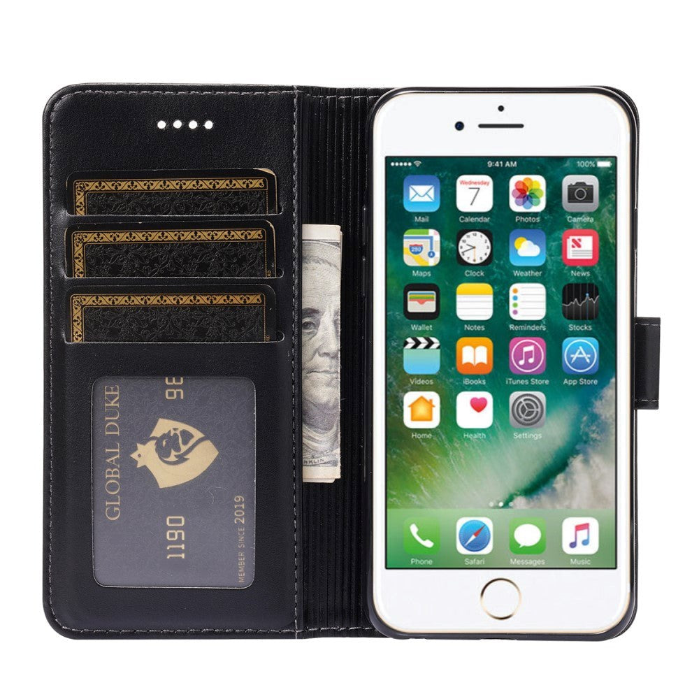 iPhone SE (2022/2020)/8/7 Wallet Case - Vertical Needlework - Black