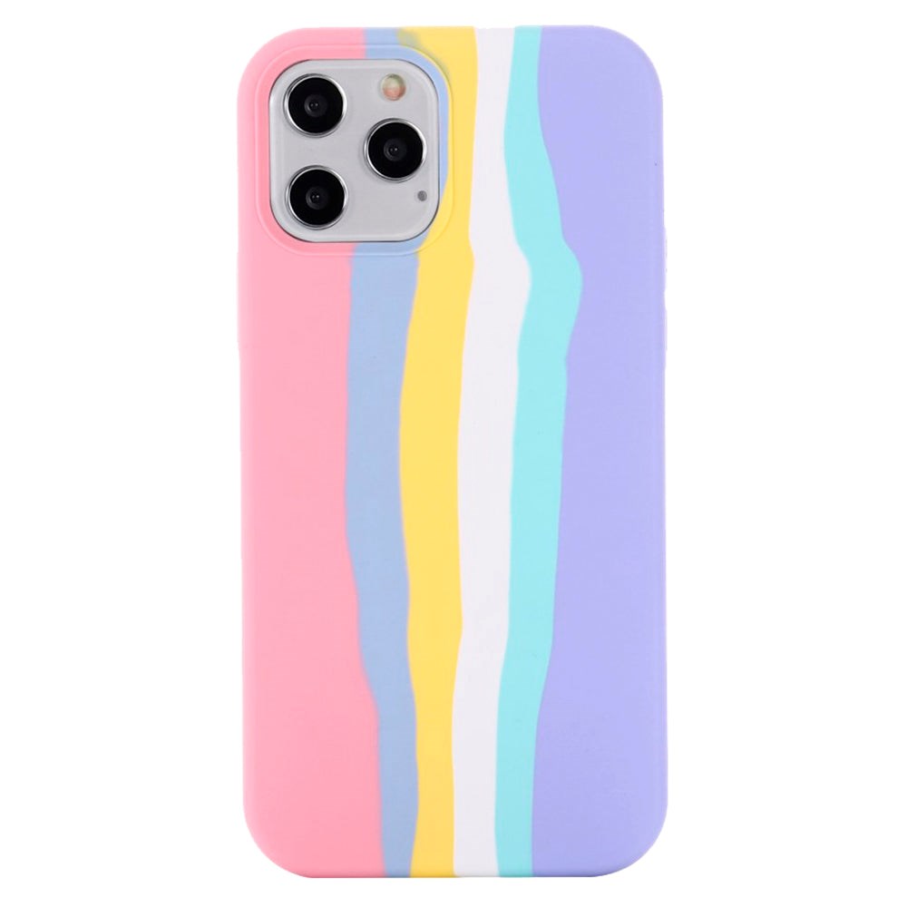 iPhone 13 Pro Max Flexible Silicone Case - Rainbow - Pink