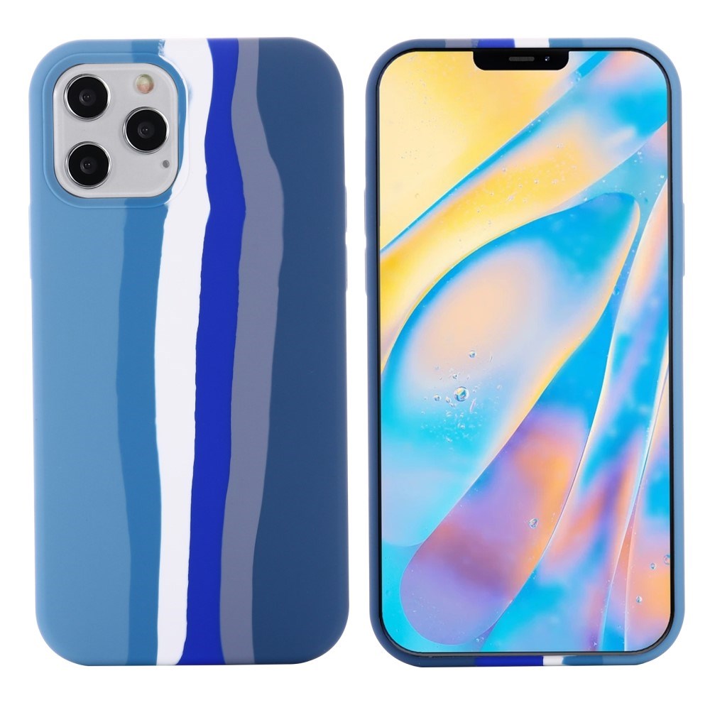 iPhone 13 Pro Flexible Silicone Case - Rainbow - Blue