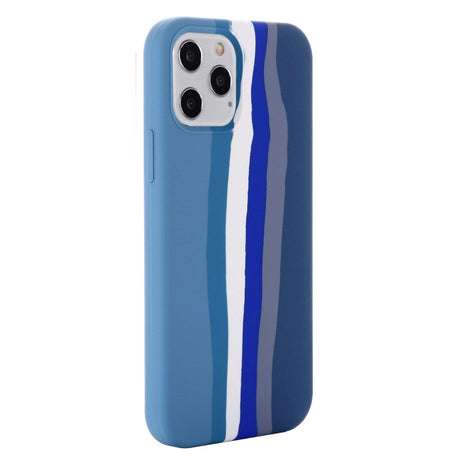 iPhone 13 Pro Flexible Silicone Case - Rainbow - Blue