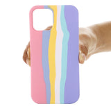 iPhone 13 Mini Flexible Silicone Case - Rainbow - Pink