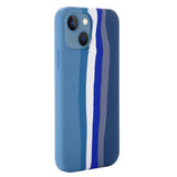 iPhone 13 Mini Flexible Silicone Case - Rainbow - Blue