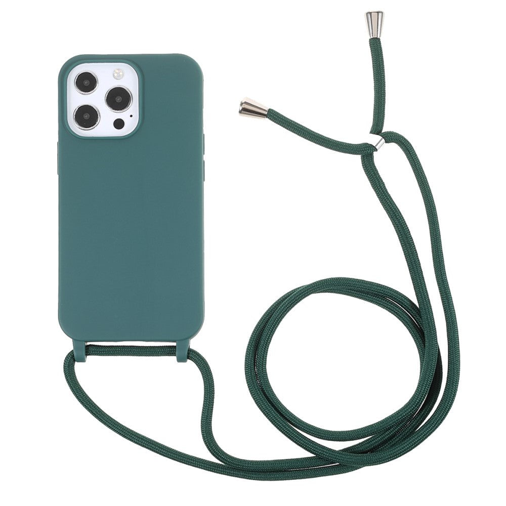 iPhone 13 Pro Max Flexible Plastic Case w. Hand Strap - Dark Green