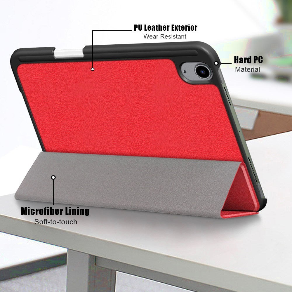 iPad Mini (2021) Tri-fold Flip Case w. Apple Pencil Holder - Red